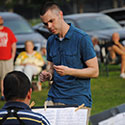 Chris Early with students;  Ulster Summer Band 2014